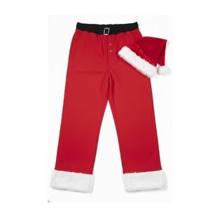 Cozy Red Men's Pajama Bottoms with Santa Hat